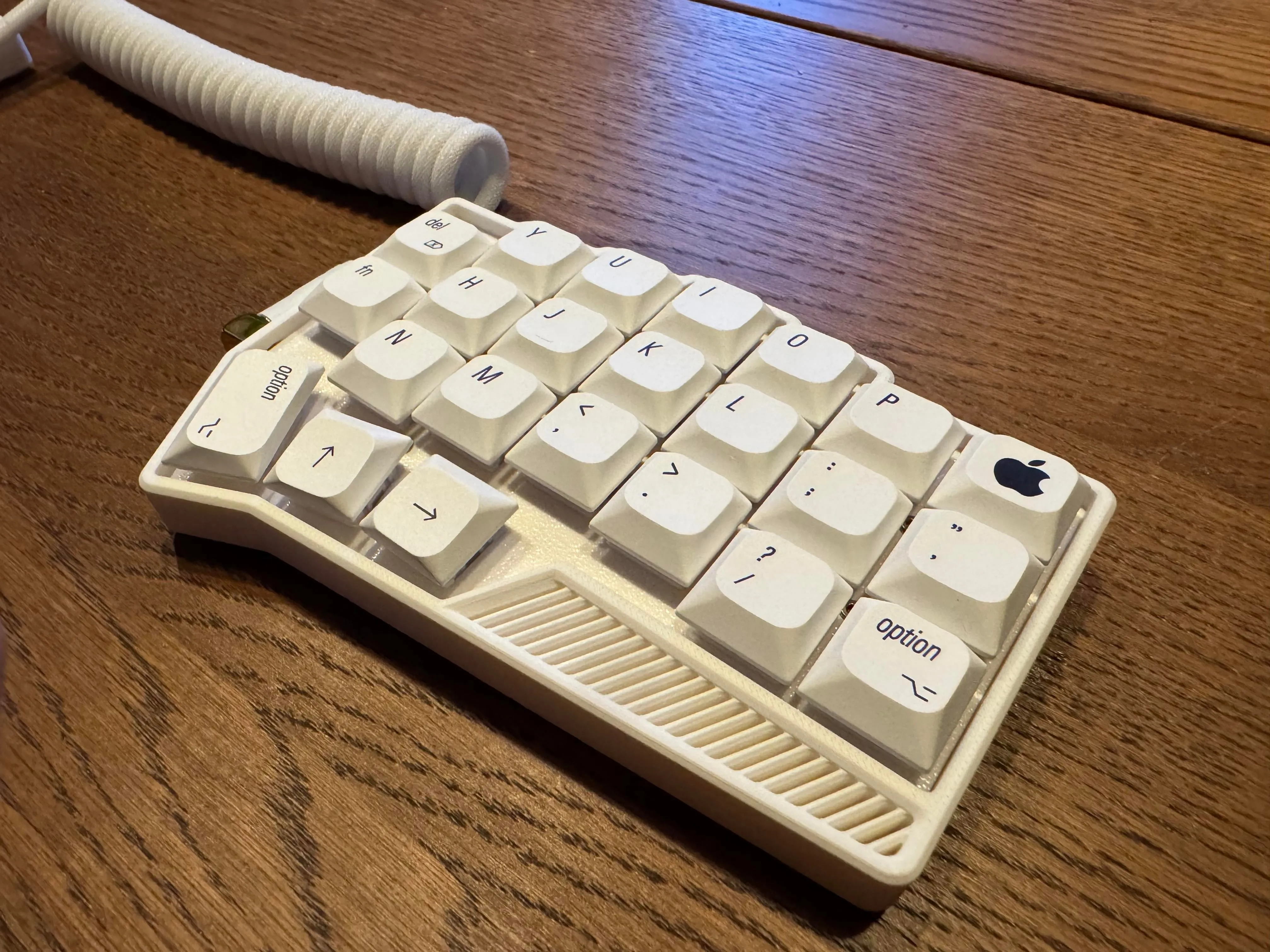 自作設計の3Dプリントケースを装着したCorne v4.1