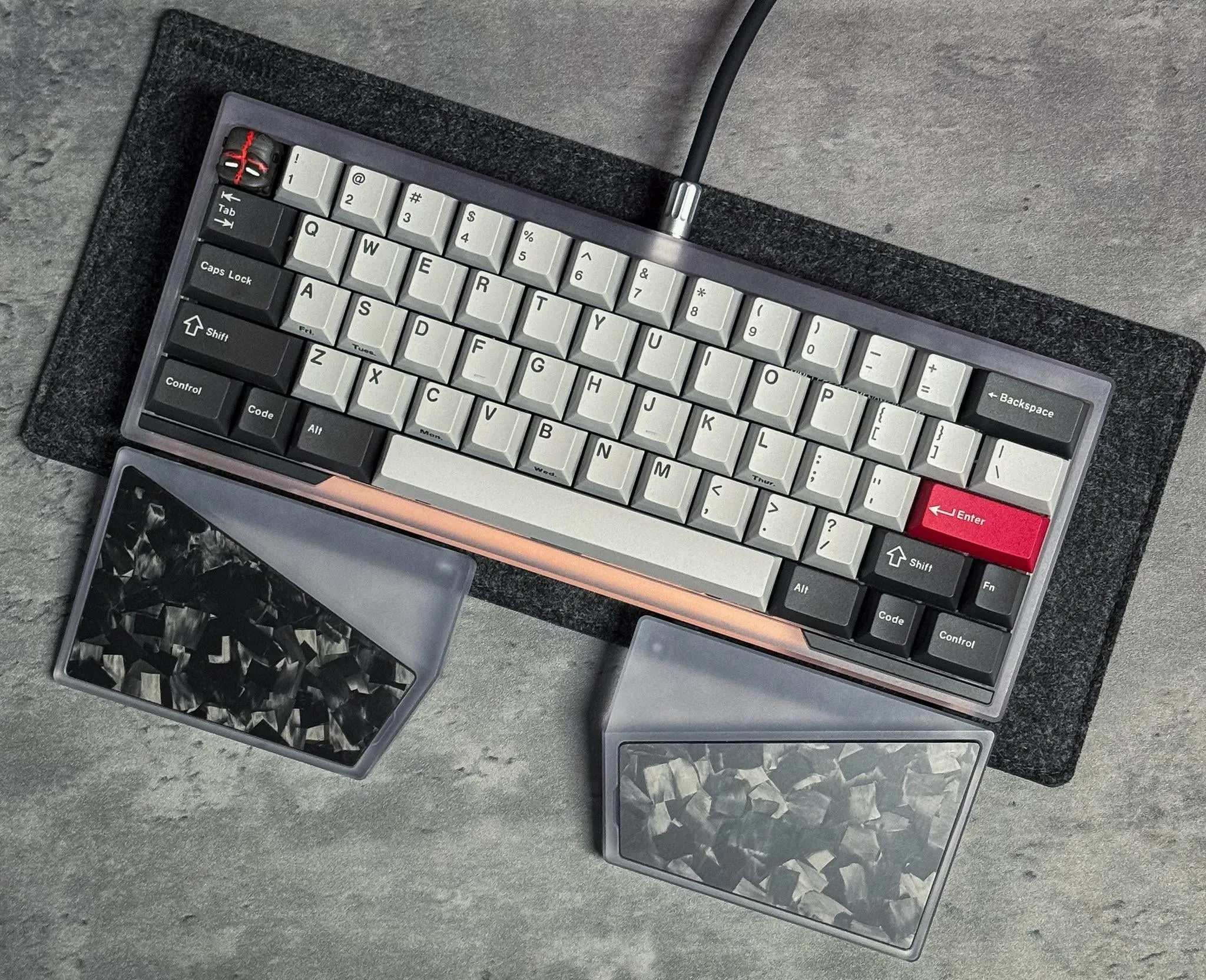 Luminkeyポリカーボネート製スプリットパームレストのディテール