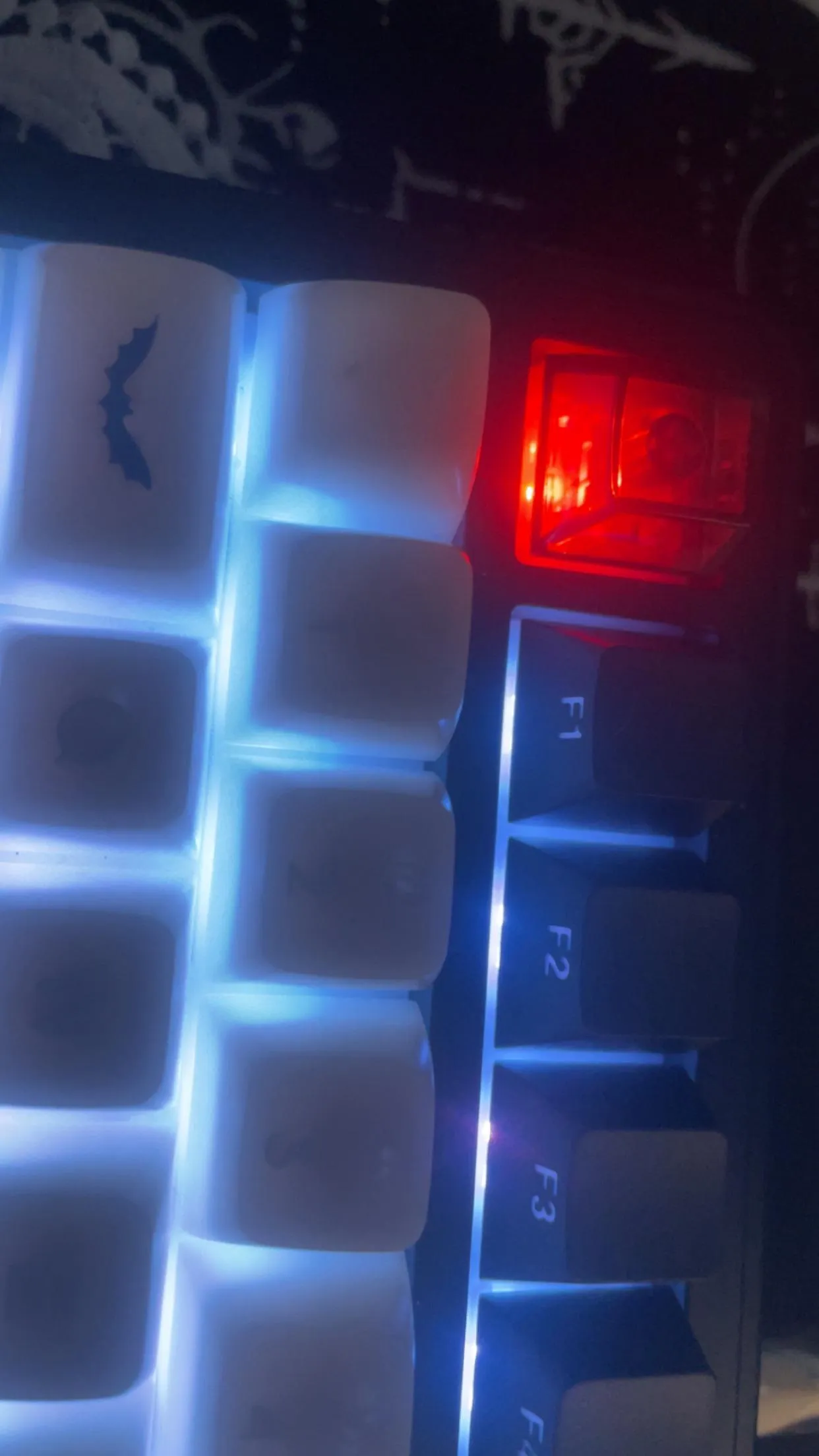 ESCキーが赤く点灯する様子