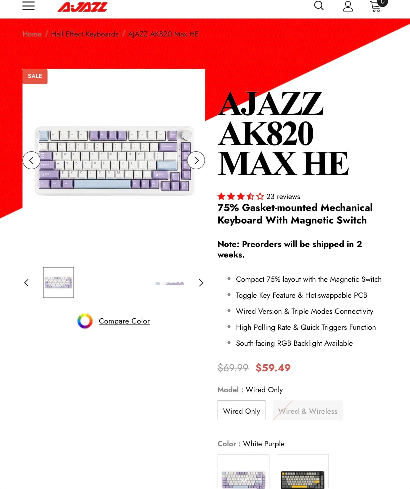 キーボード背面とスイッチ