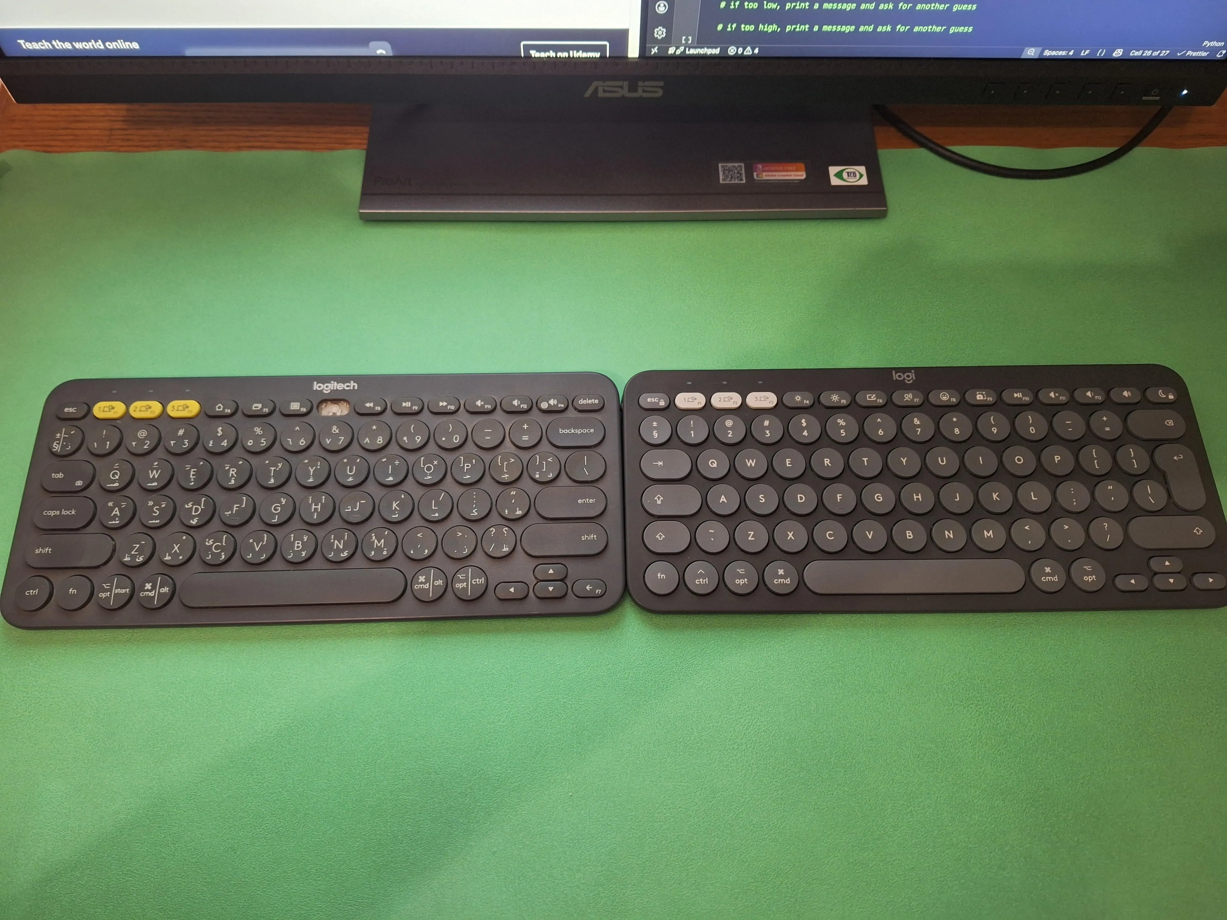 ロジクール製キーボード2台による分割環境