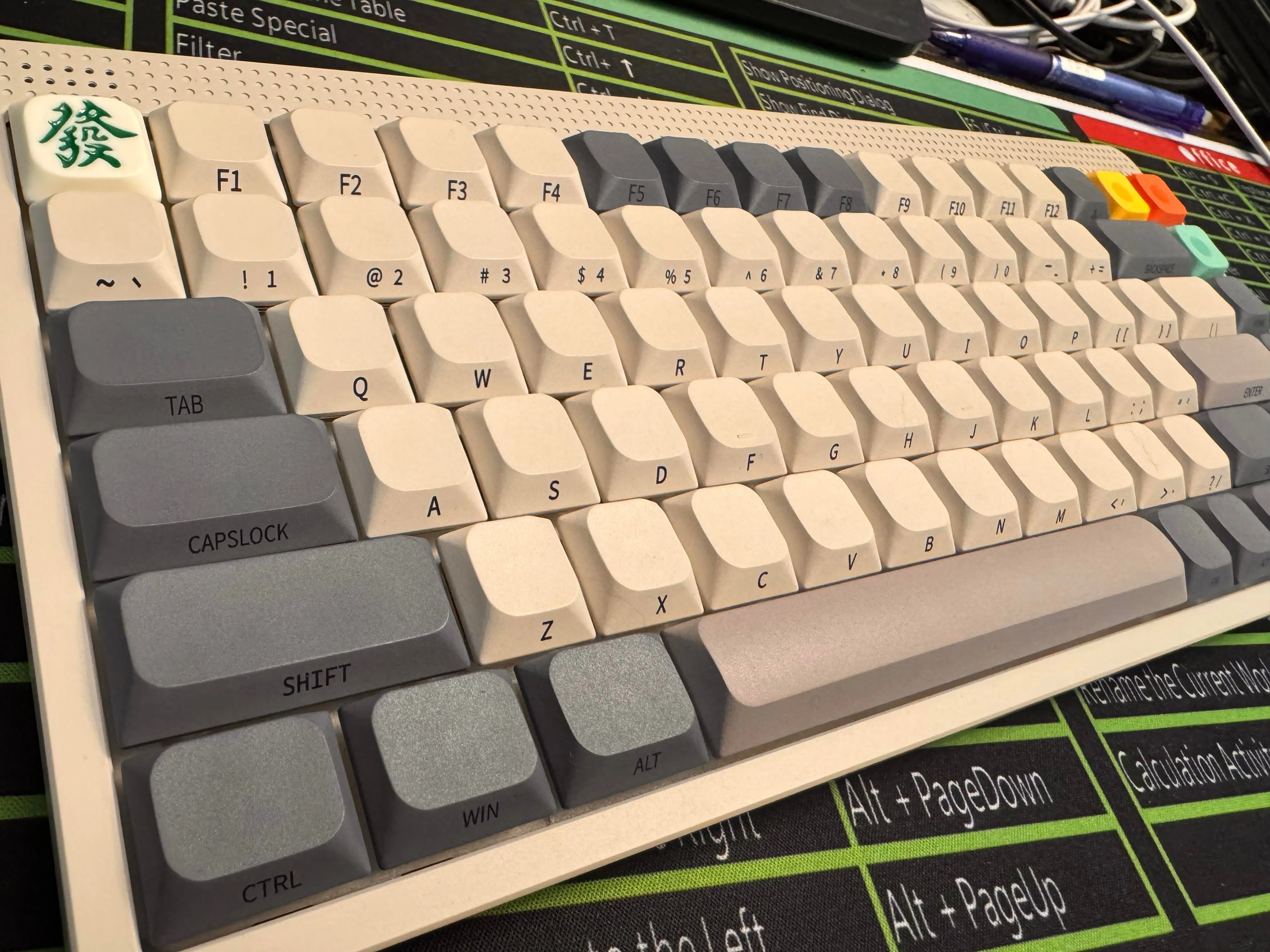 詳細なキーキャップの質感