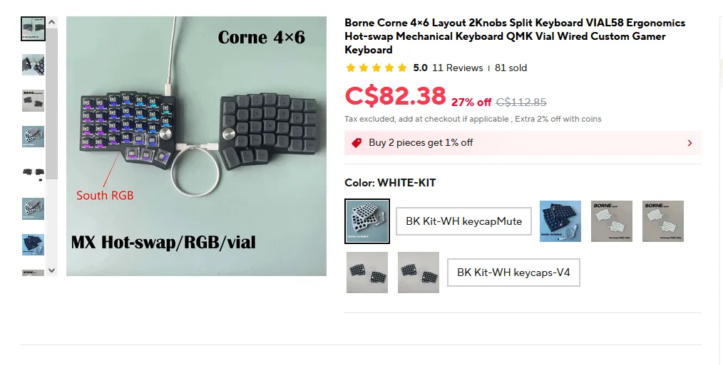 Borne Corne Keyboard
