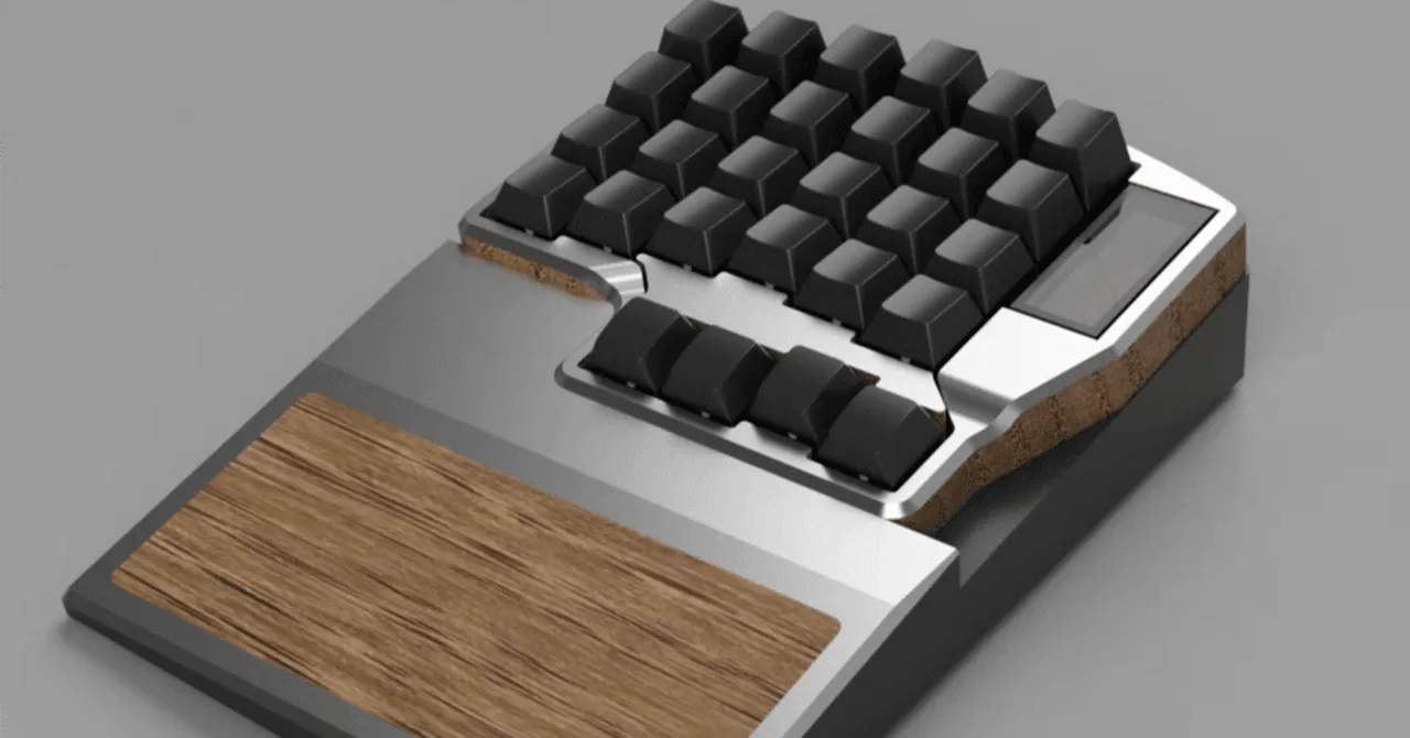 自作キーボードv2の3Dモデル外観